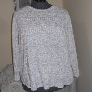 Fresh Produce 3X L/S T-shirt Gray White Patterned Made in USA